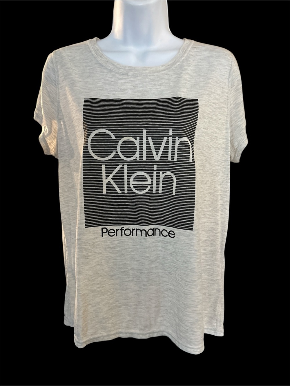 Calvin Klein Light Gray Tee with Black Logo Square